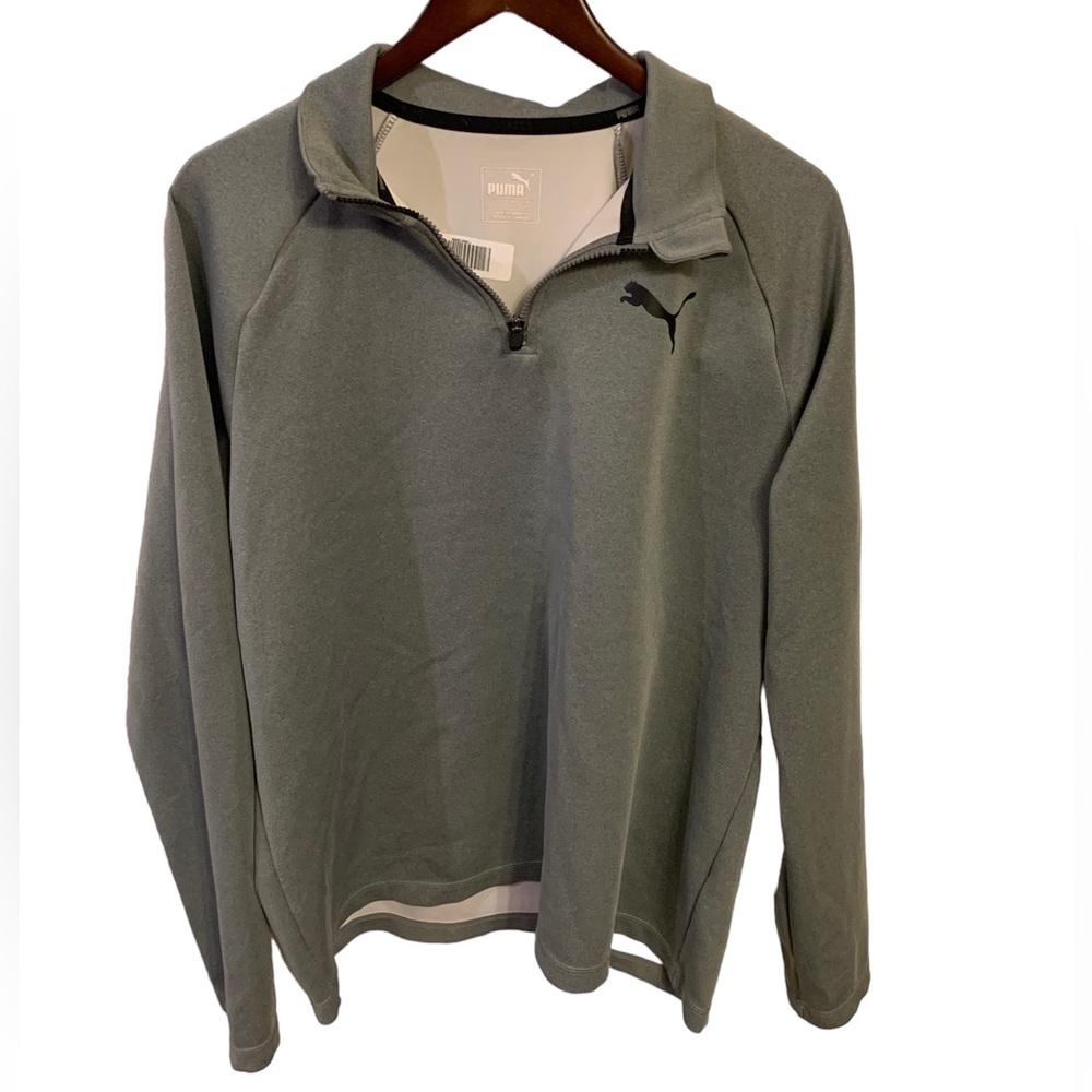 Puma gray long sleeve zip up pullover track jacket